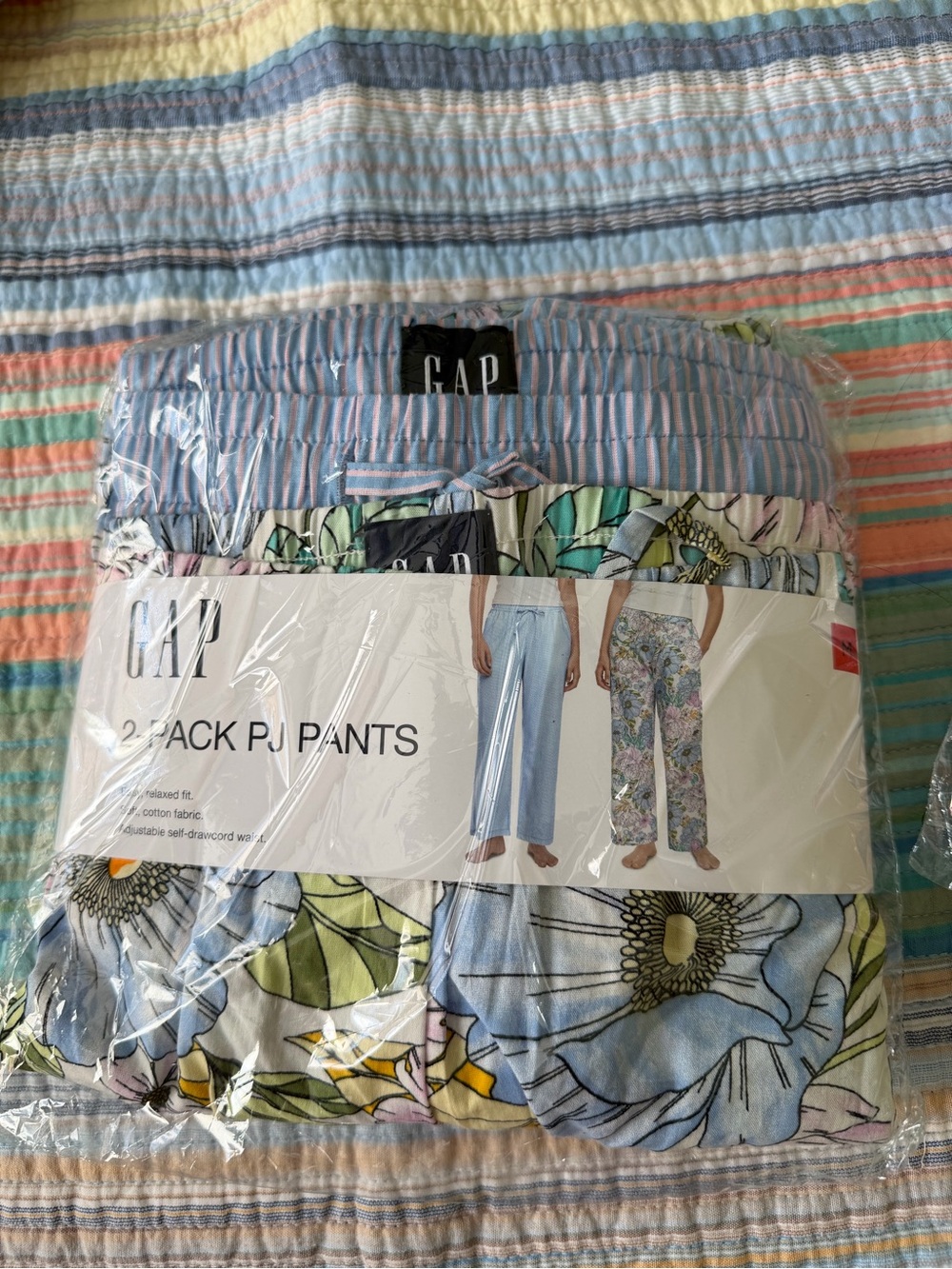GAP Floral and Light Blue Striped Pajama Pants Set